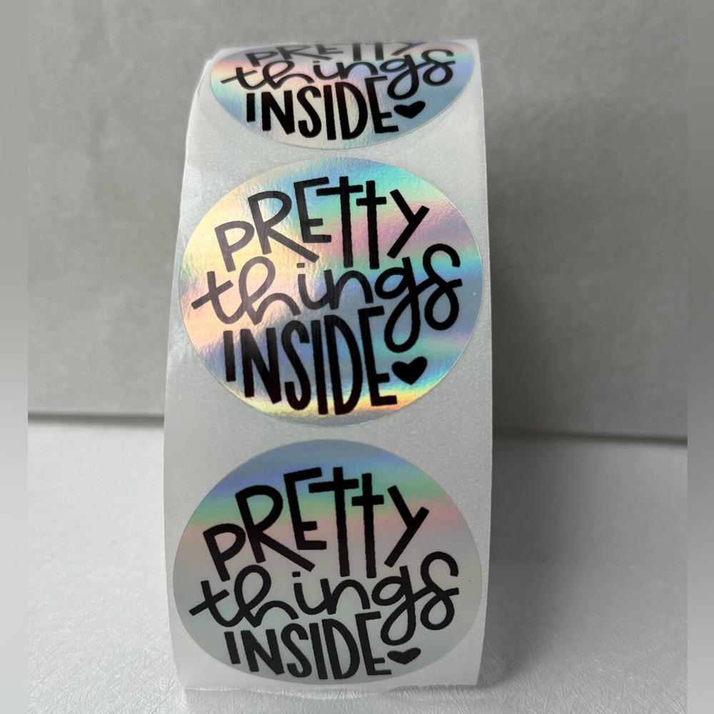Pretty things inside sticker for small business | thank you sticker 2 inch round - Picture 6 of 7
